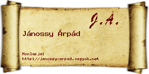 Jánossy Árpád névjegykártya