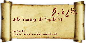 Jánossy Árpád névjegykártya